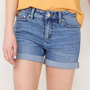 LC Lauren Conrad Mid Rise Rolled Cuff Denim Shorts